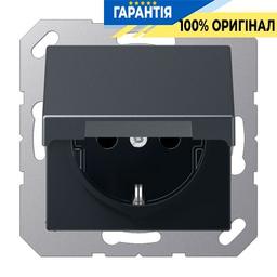 Розетка із з/к та з кришкою 230V/16A Jung Eco Profi EP421KLAN, антрацит
