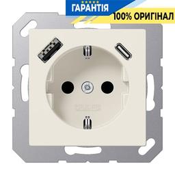 Розетка SCHUKO із USB тип AC, Jung арт. A1520-15CA, слонова кістка