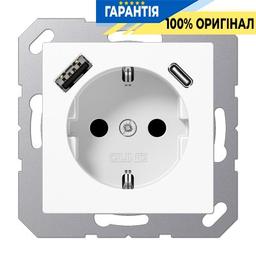 Розетка SCHUKO із USB тип AC, Jung арт. A1520-15CAWW, білий