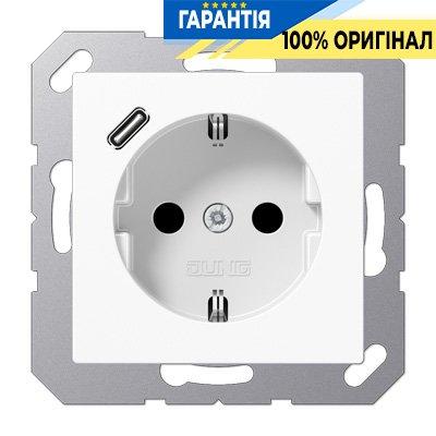 Розетка SCHUKO із USB тип C, Jung арт. A1520-18CWW, білий