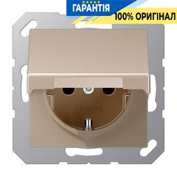 Розетка із З/К 16A/250V з кришкою, Jung Eco Profi EP1420KLCH, шампань