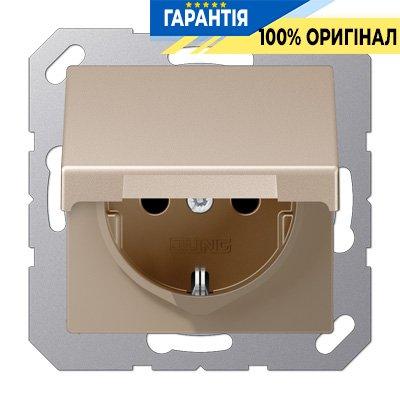 Розетка із З/К 16A/250V з кришкою, Jung Eco Profi EP1420KLCH, шампань