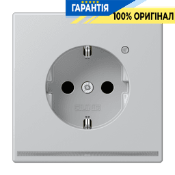 Розетка з заземленням, захисними шторками та підсвіткою JUNG AL1520-O LNW, алюміній