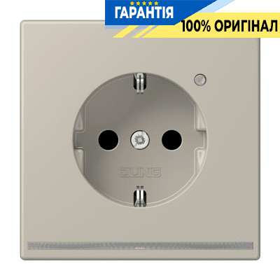 Розетка з заземленням, захисними шторками та підсвіткою JUNG ES1520-OLNW Edelstahl