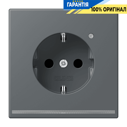 Розетка з заземленням з LED підсвіткою, пружинний затиск JUNG LC1520-OLNW202 gris foncé 31 (32010)
