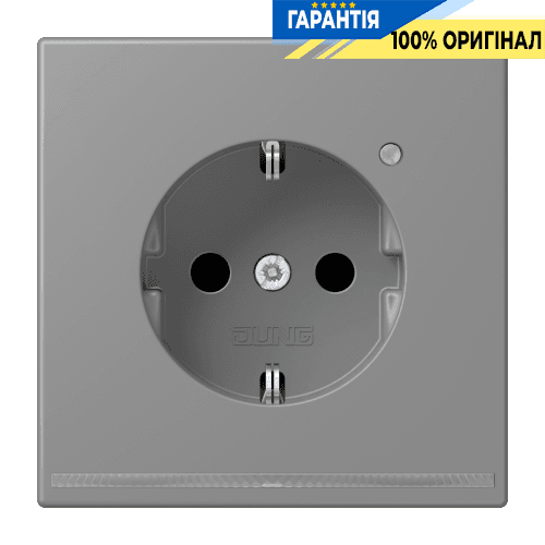 Розетка з заземленням з LED підсвіткою, пружинний затиск JUNG LC1520-OLNW203 gris 31 (32011)