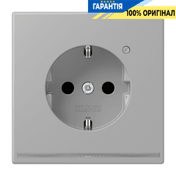 Розетка з заземленням з LED підсвіткою, пружинний зажим JUNG LC1520-OLNW204 gris moyen (32012)