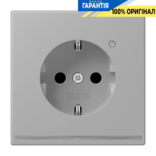 Розетка з заземленням з LED підсвіткою, пружинний зажим JUNG LC1520-OLNW204 gris moyen (32012)