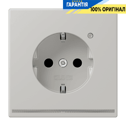 Розетка з заземленням з LED підсвіткою, пружинний затиск JUNG LC1520-OLNW205 gris clair 31 (32013)