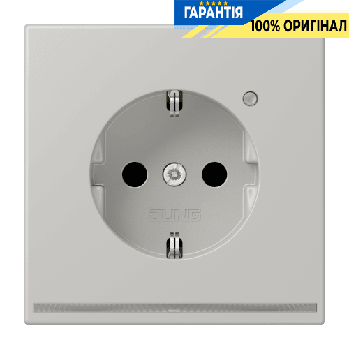 Розетка з заземленням з LED підсвіткою, пружинний затиск JUNG LC1520-OLNW205 gris clair 31 (32013)