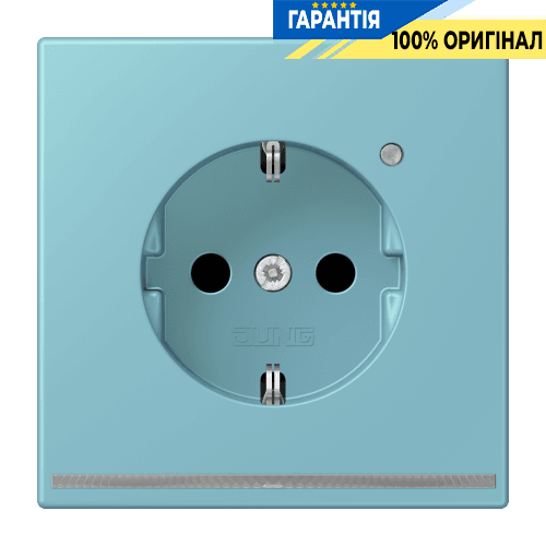 Розетка з заземленням з LED підсвіткою, пружинний затиск JUNG LC1520-OLNW213 céruléen moyen (32032)