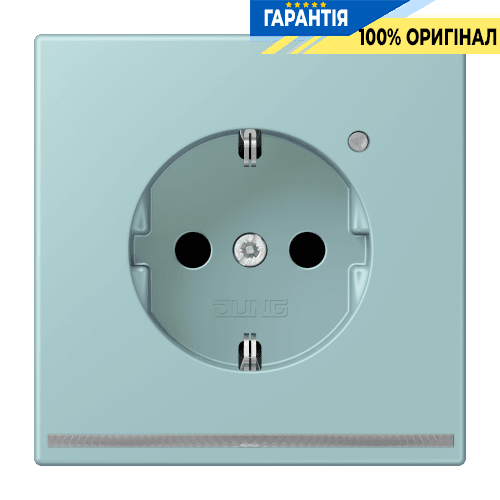 Розетка з заземленням з LED підсвіткою, пружинний затиск JUNG LC1520-OLNW214 céruléen clair (32033)