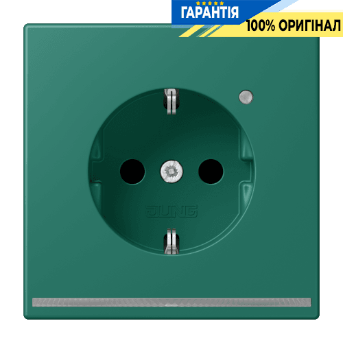 Розетка з заземленням з LED підсвіткою, пружинний затиск JUNG LC1520-OLNW216 vert anglais (32040)