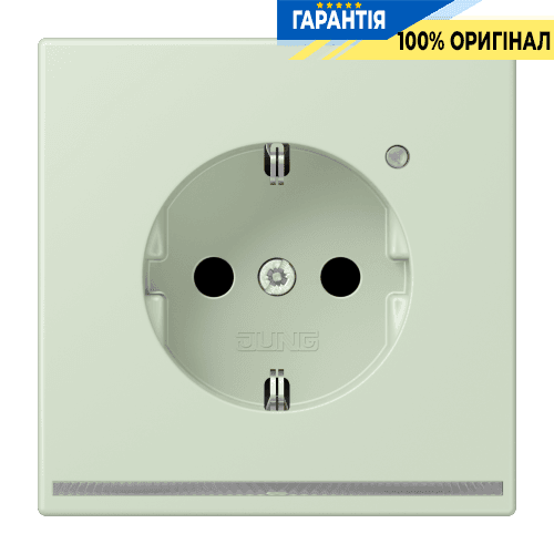 Розетка з заземленням з LED підсвіткою, пружинний затиск JUNG LC1520-OLNW218 vert anglais pâle (32042)