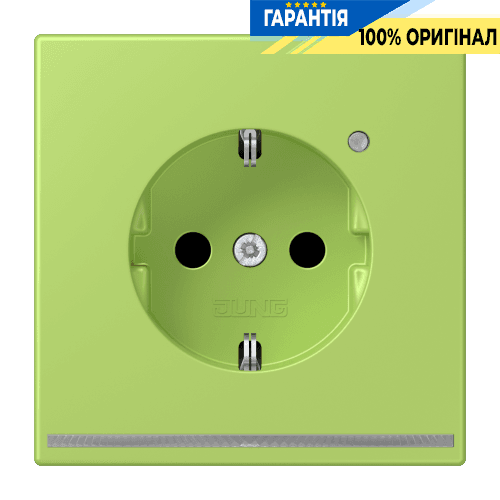 Розетка з заземленням та LED підсвіткою, пружинний затиск JUNG LC1520-OLNW221 vert clair (32052)