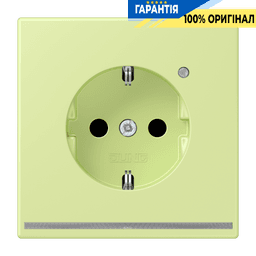 Розетка з заземленням з LED підсвіткою, пружинний затиск JUNG LC1520-OLNW222 vert jaune clair (32053)