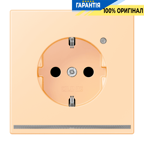 Розетка з заземленням з LED підсвіткою, пружинний зажим JUNG LC1520-OLNW223 ocre (32060)