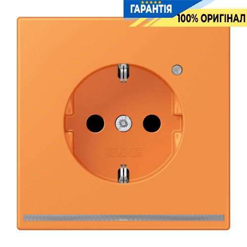 Розетка з заземленням та LED підсвіткою, пружинний затиск JUNG LC1520-OLNW225 orange clair (32081)