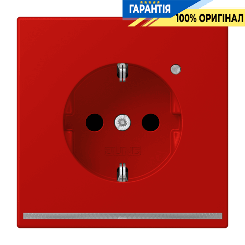 Розетка з заземленням з LED підсвіткою, пружинний затиск JUNG LC1520-OLNW227 rouge vermillon 31 (32090)