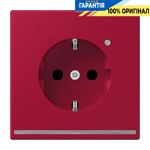 Розетка з заземленням з LED підсвіткою, пружинний зажим JUNG LC1520-OLNW229 rouge carmin (32100)