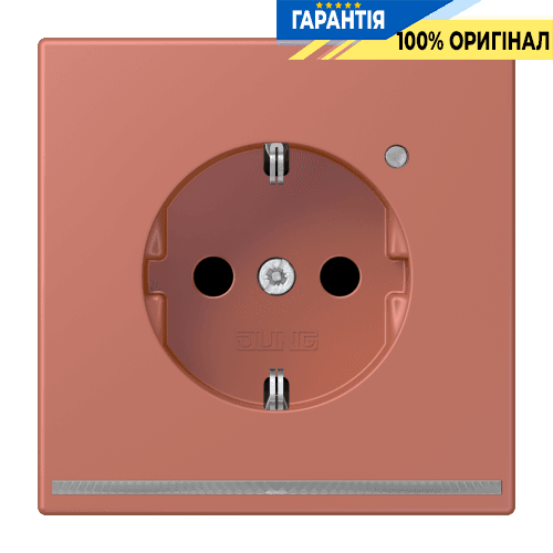 Розетка з заземленням з LED підсвіткою, пружинний затиск JUNG LC1520-OLNW236 terre sienne brique (32121)