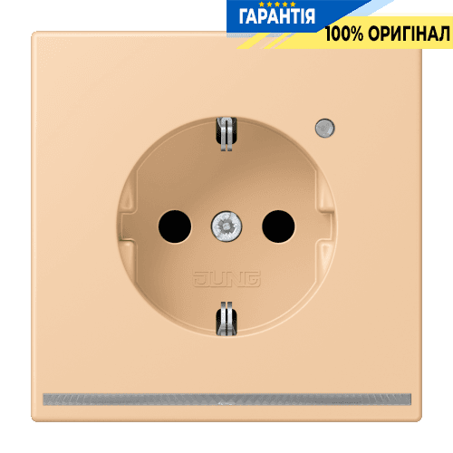 Розетка з заземленням з LED підсвіткою, пружинний затиск JUNG LC1520-OLNW237 terre sienne claire 31 (32122)