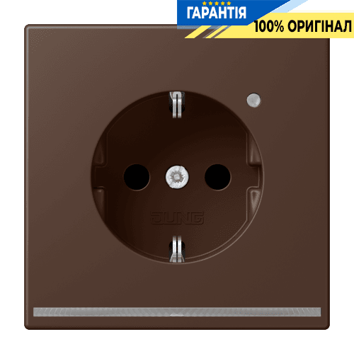 Розетка з заземленням з LED підсвіткою, пружинний затиск JUNG LC1520-OLNW239 terre d’ombre brûlée 31 (32130)