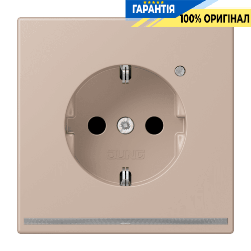 Розетка з заземленням з LED підсвіткою, пружинний затиск JUNG LC1520-OLNW240 ombre brûlée claire (32131)
