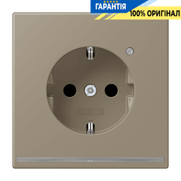 Розетка з заземленням з LED підсвіткою, пружинний затиск JUNG LC1520-OLNW242 ombre naturelle moyenne (32141)