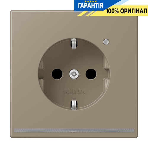 Розетка з заземленням з LED підсвіткою, пружинний затиск JUNG LC1520-OLNW242 ombre naturelle moyenne (32141)