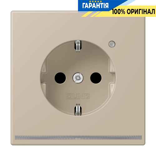 Розетка з заземленням з LED підсвіткою, пружинний затиск JUNG LC1520-OLNW243 ombre naturelle claire (32142)