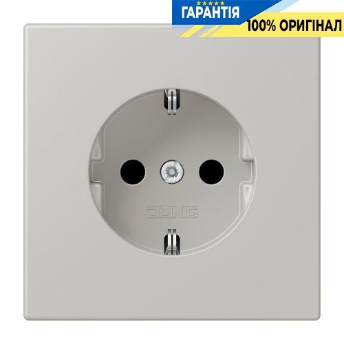 Розетка з заземленням 250V 16A зі шторками гвинтовий затиск JUNG LC1521KI205 gris clair 31 (32013)