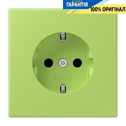 Розетка з заземленням 250V 16A зі шторками гвинтовий затиск JUNG LC1521KI221 vert clair (32052)