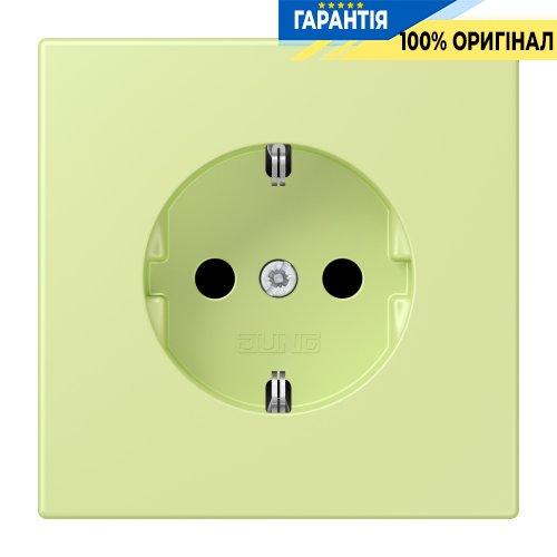 Розетка з заземленням 250V 16A зі шторками гвинтовий затиск JUNG LC1521KI222 vert jaune clair (32053)