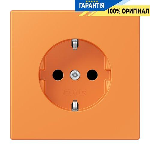 Розетка з заземленням 250V 16A зі шторками гвинтовий затиск JUNG LC1521KI225 оранжевий