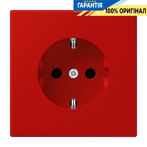 Розетка з заземленням 250V 16A зі шторками гвинтовий затиск JUNG LC1521KI227 rouge vermillon 31