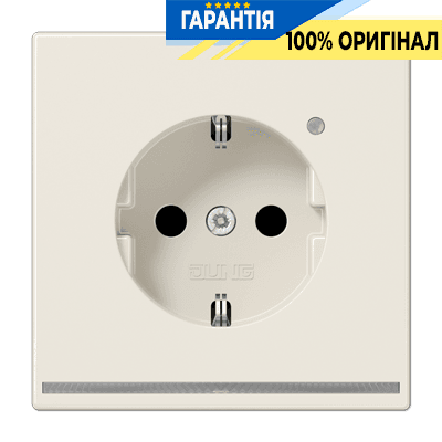 Розетка з заземленням, захисними шторками та підсвіткою JUNG LS1520-OLNW слонова кістка