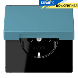 Розетка з заземленням з кришкою та шторками 250V 16A пружинний затиск JUNG LC1520BFKIKL212 céruléen vif