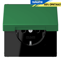 Розетка з заземленням з кришкою та шторками 250V 16A пружинний затиск JUNG LC1520BFKIKL219 vert foncé (32050)