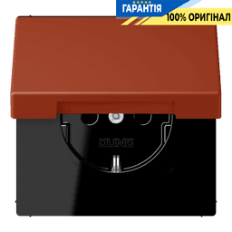 Розетка з заземленням з кришкою та шторками 250V 16A, пружинний затиск JUNG LC1520BFKIKL232 l'ocre rouge (32110)