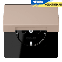 Розетка з заземленням з кришкою та шторками 250В 16А пружинний затиск JUNG LC1520BFKIKL240 ombre brûlée claire (32131)