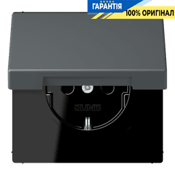Розетка з заземленням 250V 16A з кришкою та пружинним затиском JUNG LC1520BFKL202 gris foncé 31 (32010)