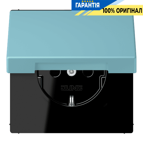 Розетка з заземленням 250V 16A з кришкою та пружинним затиском JUNG LC1520BFKL213 céruléen moyen (32032)