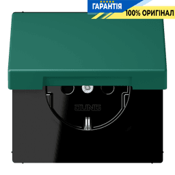 Розетка з заземленням 250V 16A з кришкою та пружинним затиском JUNG LC1520BFKL216 vert anglais (32040)