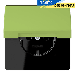 Розетка з заземленням 250V 16A з кришкою та пружинним затиском JUNG LC1520BFKL221 vert clair (32052)