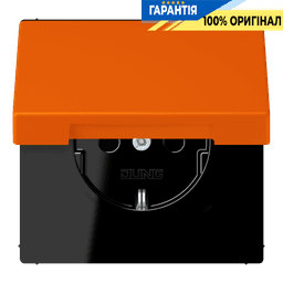 Розетка з заземленням 250V 16A з кришкою та пружинним затискачем JUNG LC1520BFKL224 помаранчева
