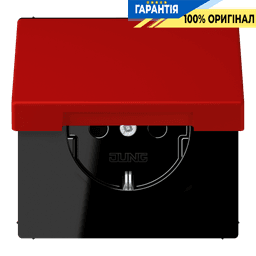 Розетка з заземленням 250V 16A з кришкою та пружинним затиском JUNG LC1520BFKL227 rouge vermillon