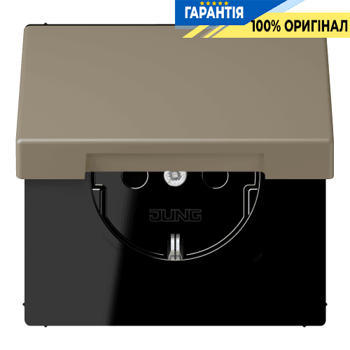 Розетка з заземленням 250V 16A з кришкою та пружинним затиском JUNG LC1520BFKL242 ombre naturelle moyenne (32141)