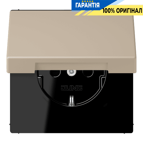 Розетка з заземленням 250V 16A з кришкою та пружинним затиском JUNG LC1520BFKL243 ombre naturelle claire