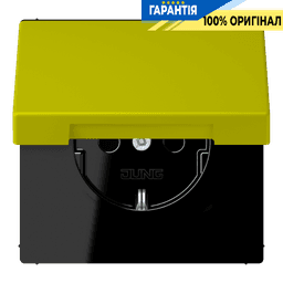 Розетка з заземленням 250V 16A з кришкою та пружинним затиском JUNG LC1520BFKL249 vert olive vif